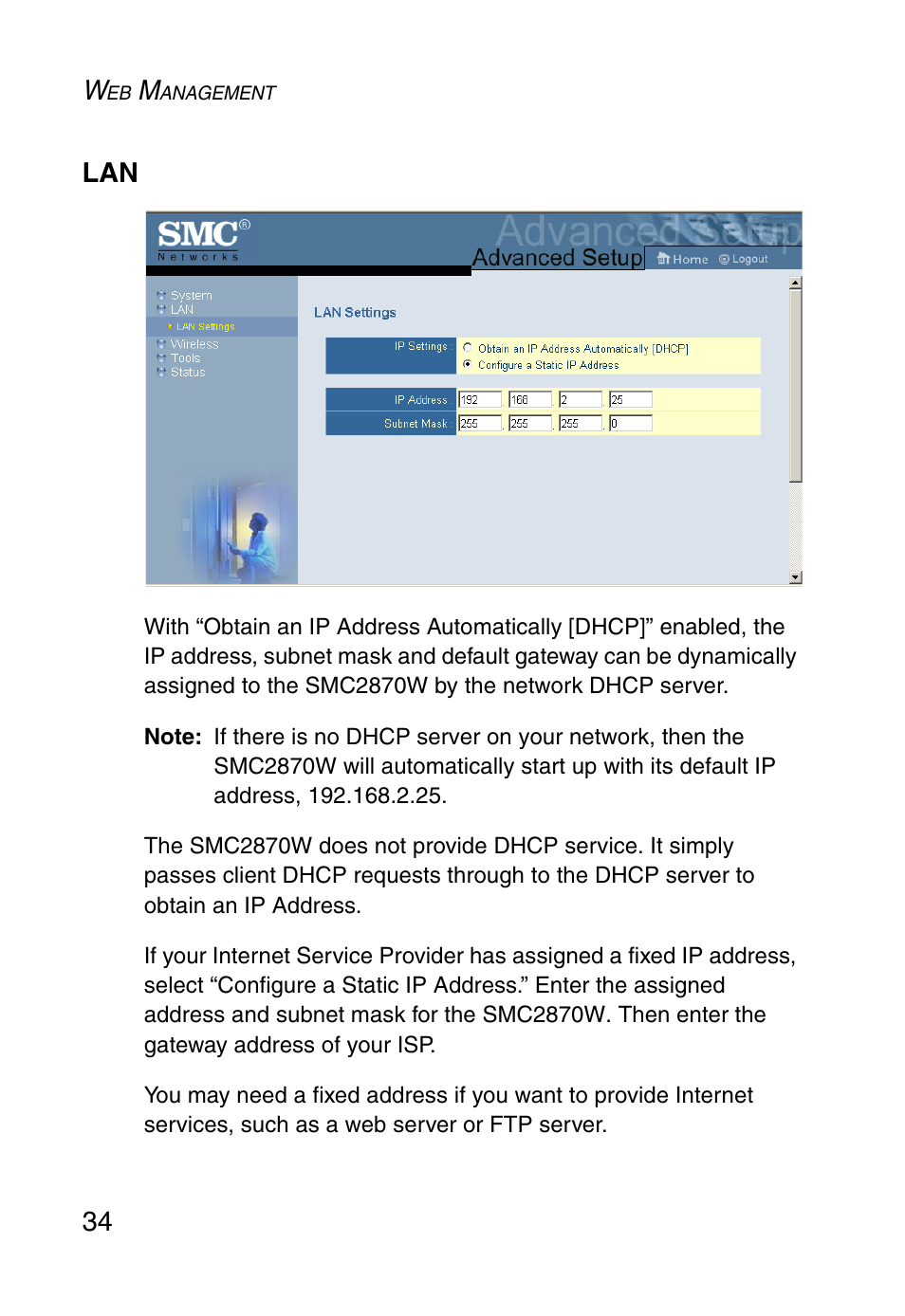 34 lan | SMC Networks SMC2870W User Manual | Page 46 / 74