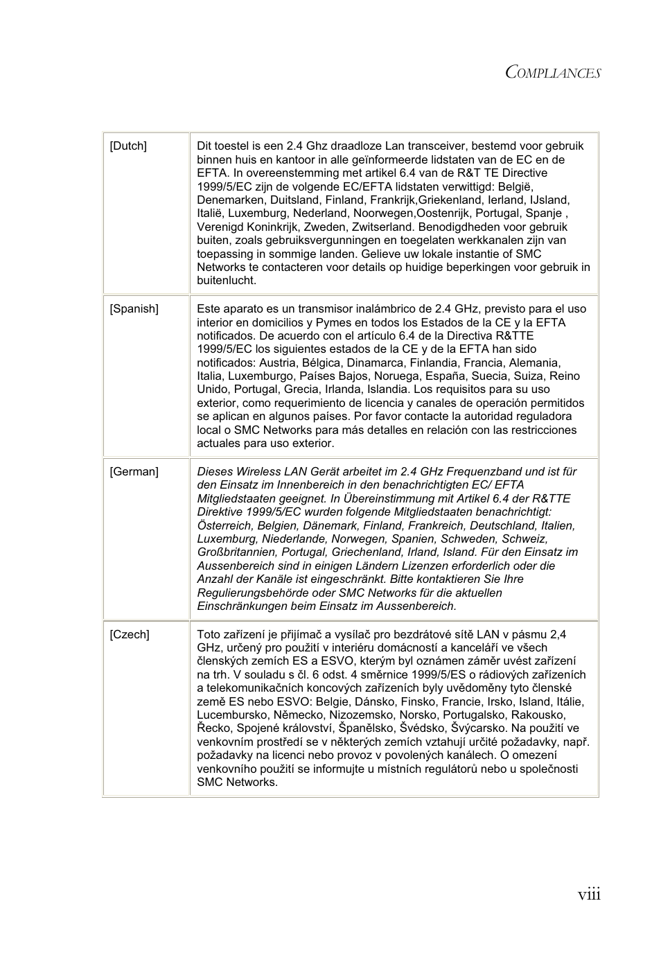 Viii | SMC Networks SMCWBR14S-N2 User Manual | Page 11 / 136