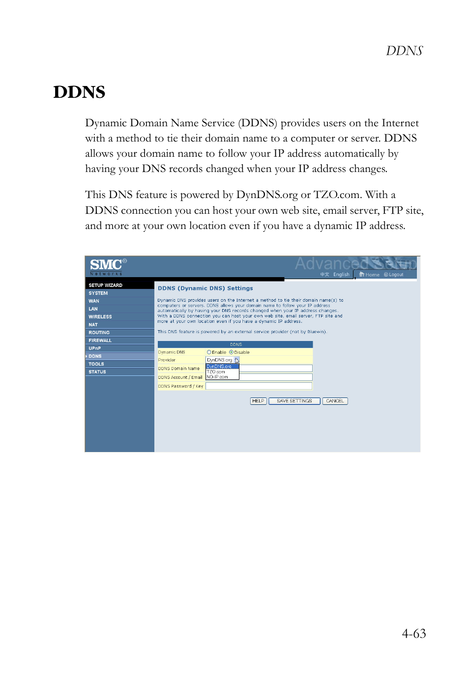 Ddns, Ddns -63 | SMC Networks SMCWBR14S-N2 User Manual | Page 115 / 136