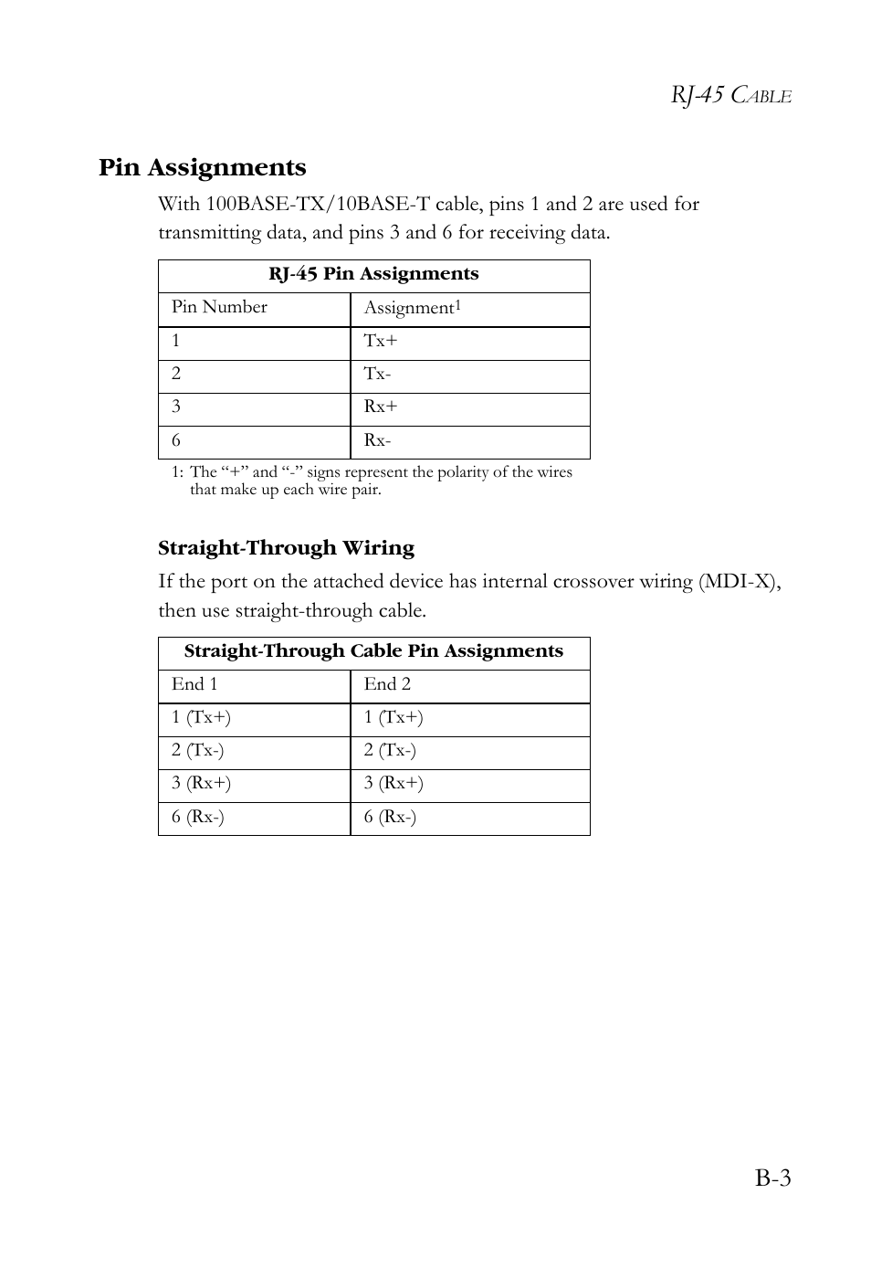 Pin assignments, Rj-45 c, B-3 pin assignments | SMC Networks SMCWBR14S-N2 User Manual | Page 131 / 136