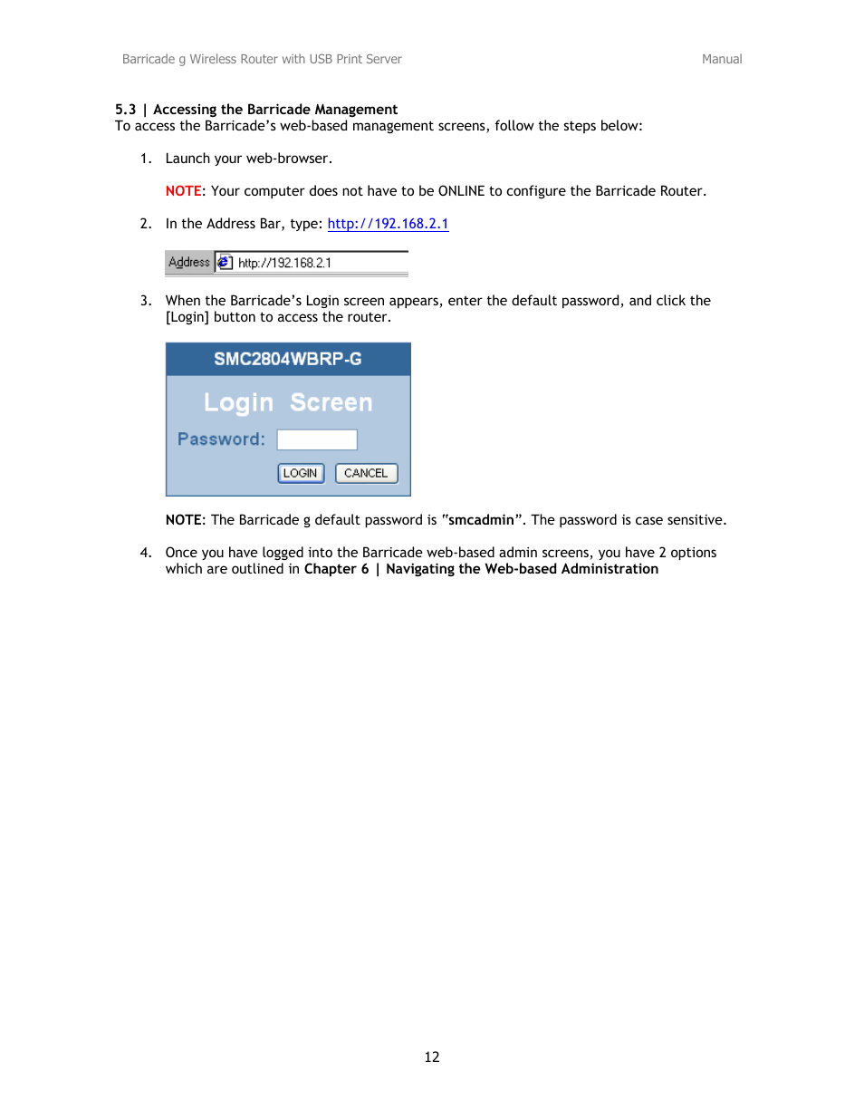 SMC Networks Barricade SMC2804WBRP-G User Manual | Page 12 / 70