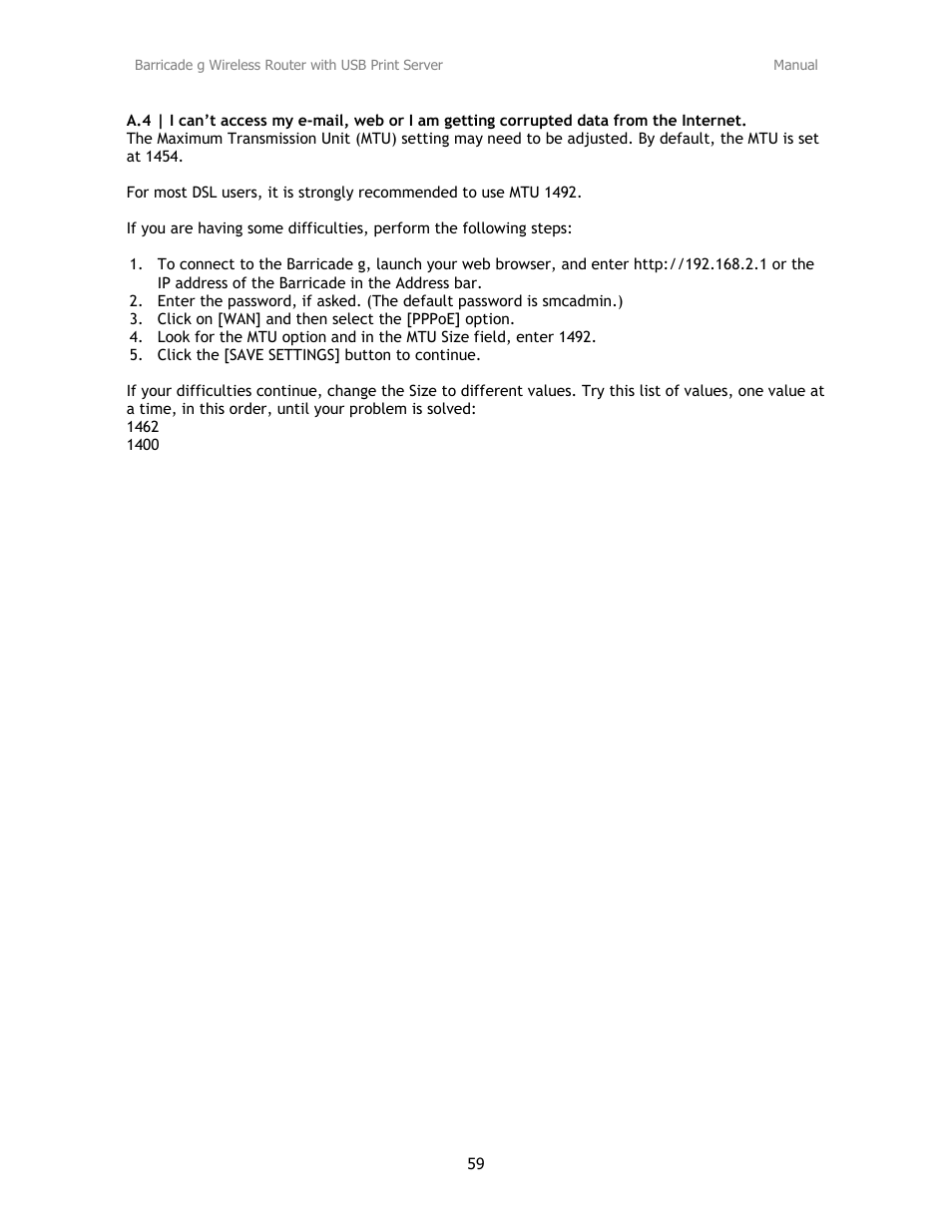 SMC Networks Barricade SMC2804WBRP-G User Manual | Page 59 / 70