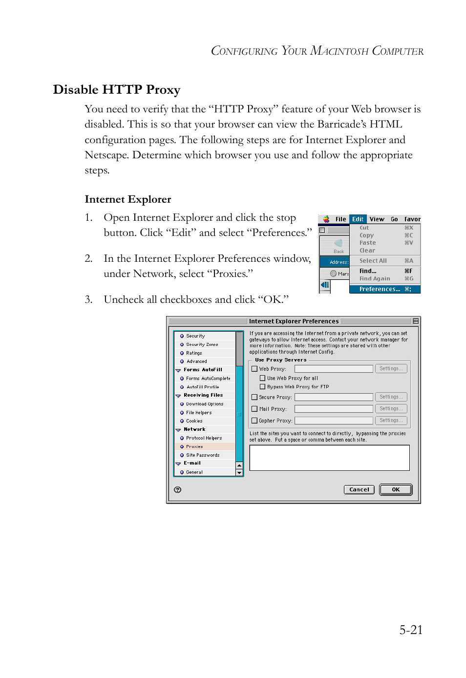 Disable http proxy | SMC Networks SMC7404WBRA User Manual | Page 111 / 136