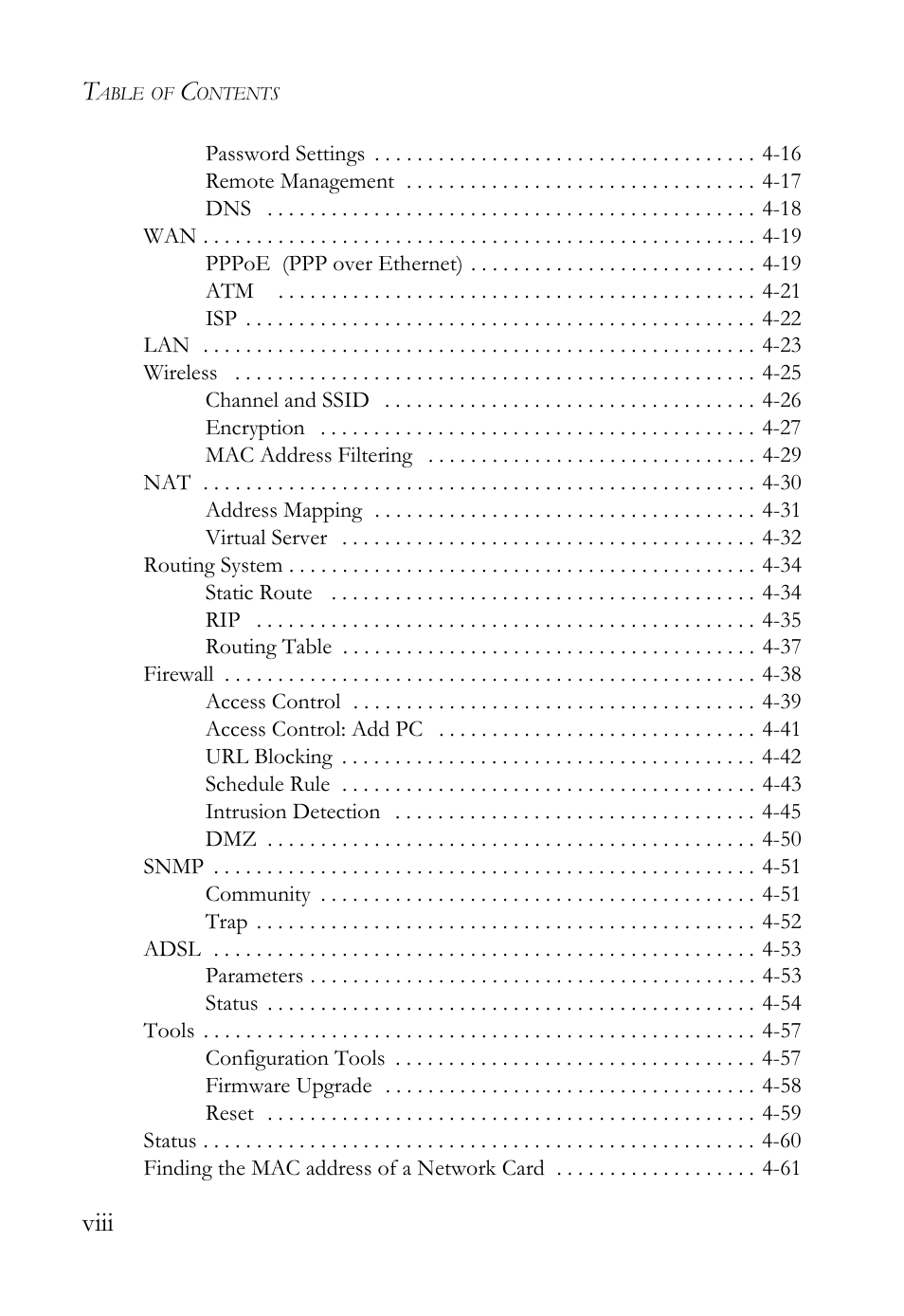 Viii | SMC Networks SMC7404WBRA User Manual | Page 12 / 136