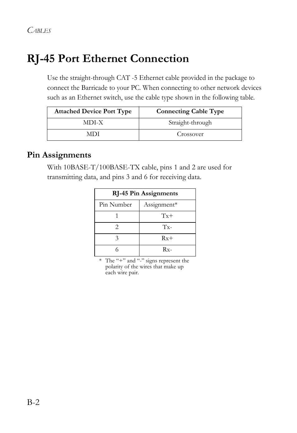 Rj-45 port ethernet connection, Pin assignments | SMC Networks SMC7404WBRA User Manual | Page 128 / 136