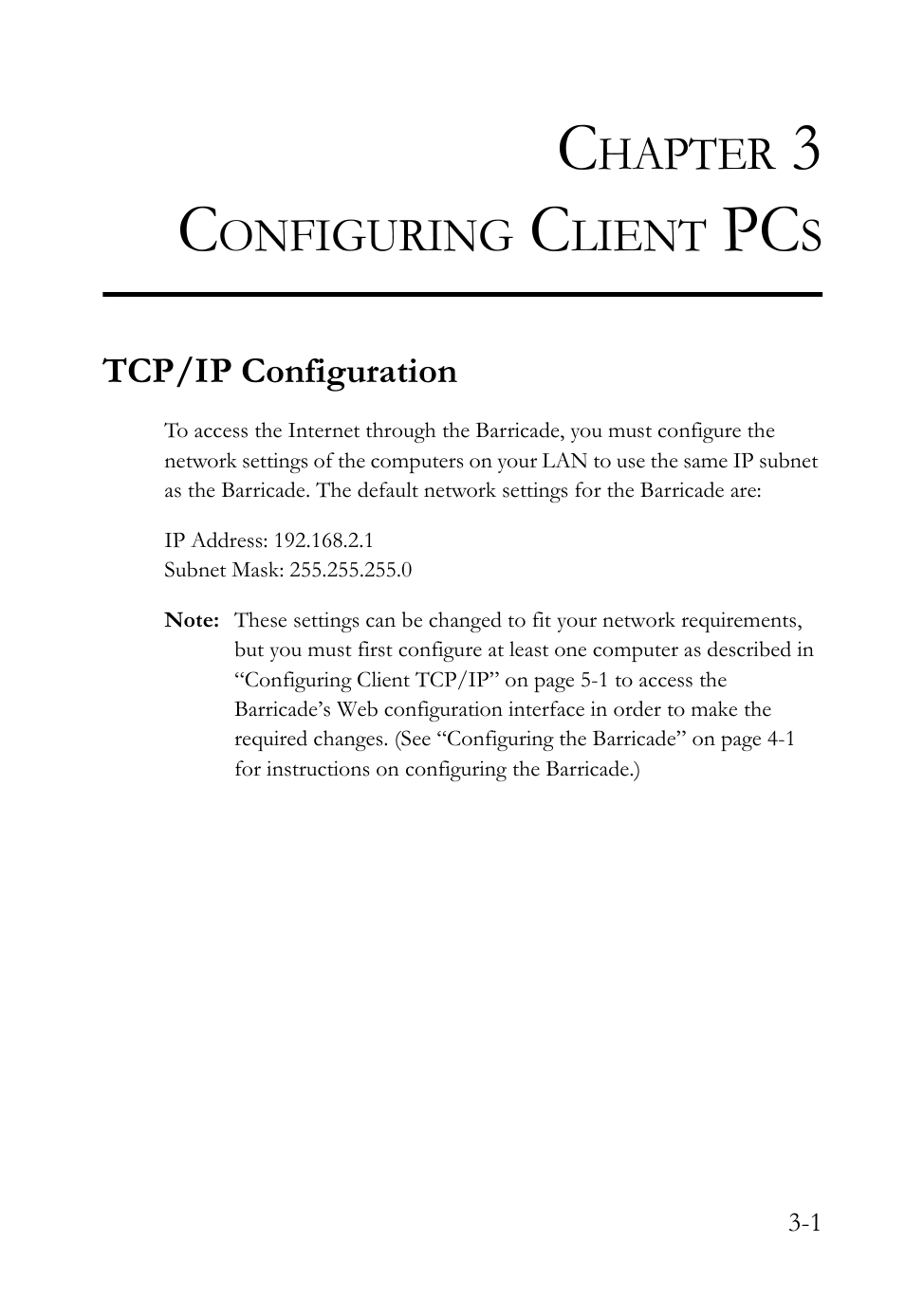 Chapter 3 configuring client pcs, Tcp/ip configuration, Hapter | Onfiguring, Lient | SMC Networks SMC7404WBRA User Manual | Page 27 / 136