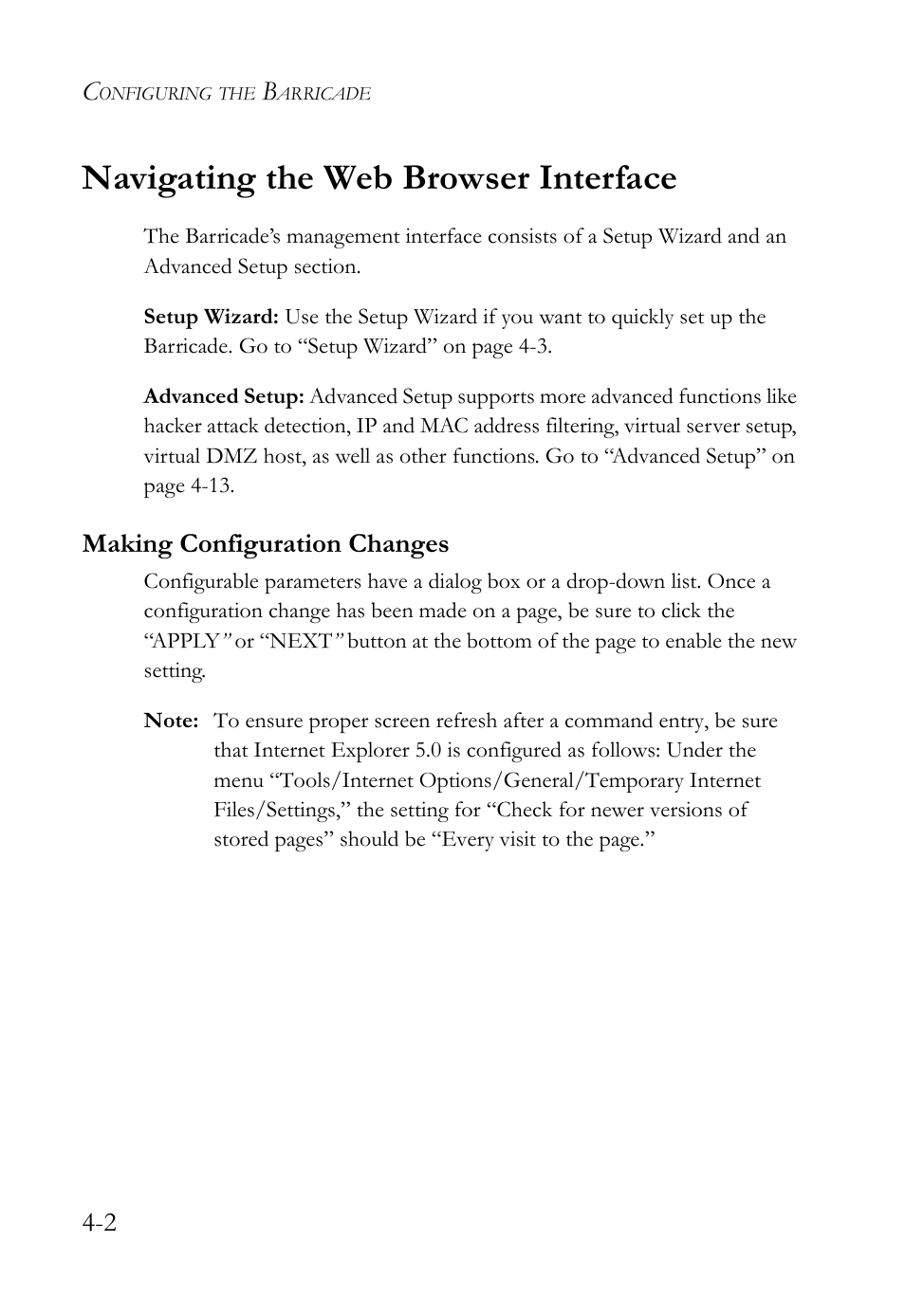 Navigating the web browser interface, Making configuration changes | SMC Networks SMC7404WBRA User Manual | Page 30 / 136