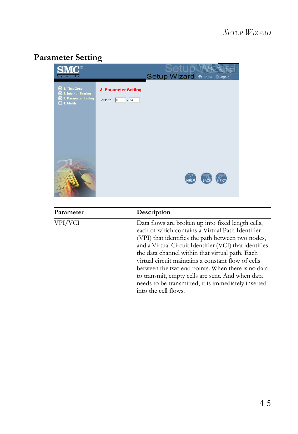 Parameter setting, 5 parameter setting | SMC Networks SMC7404WBRA User Manual | Page 33 / 136