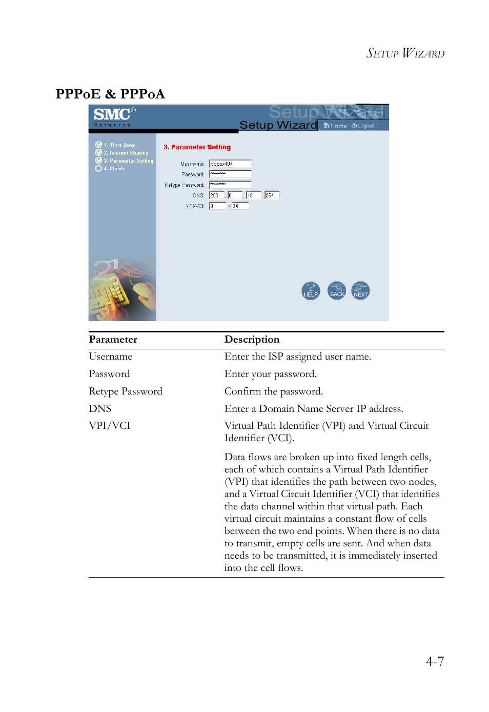 Pppoe & pppoa, 7 pppoe & pppoa | SMC Networks SMC7404WBRA User Manual | Page 35 / 136