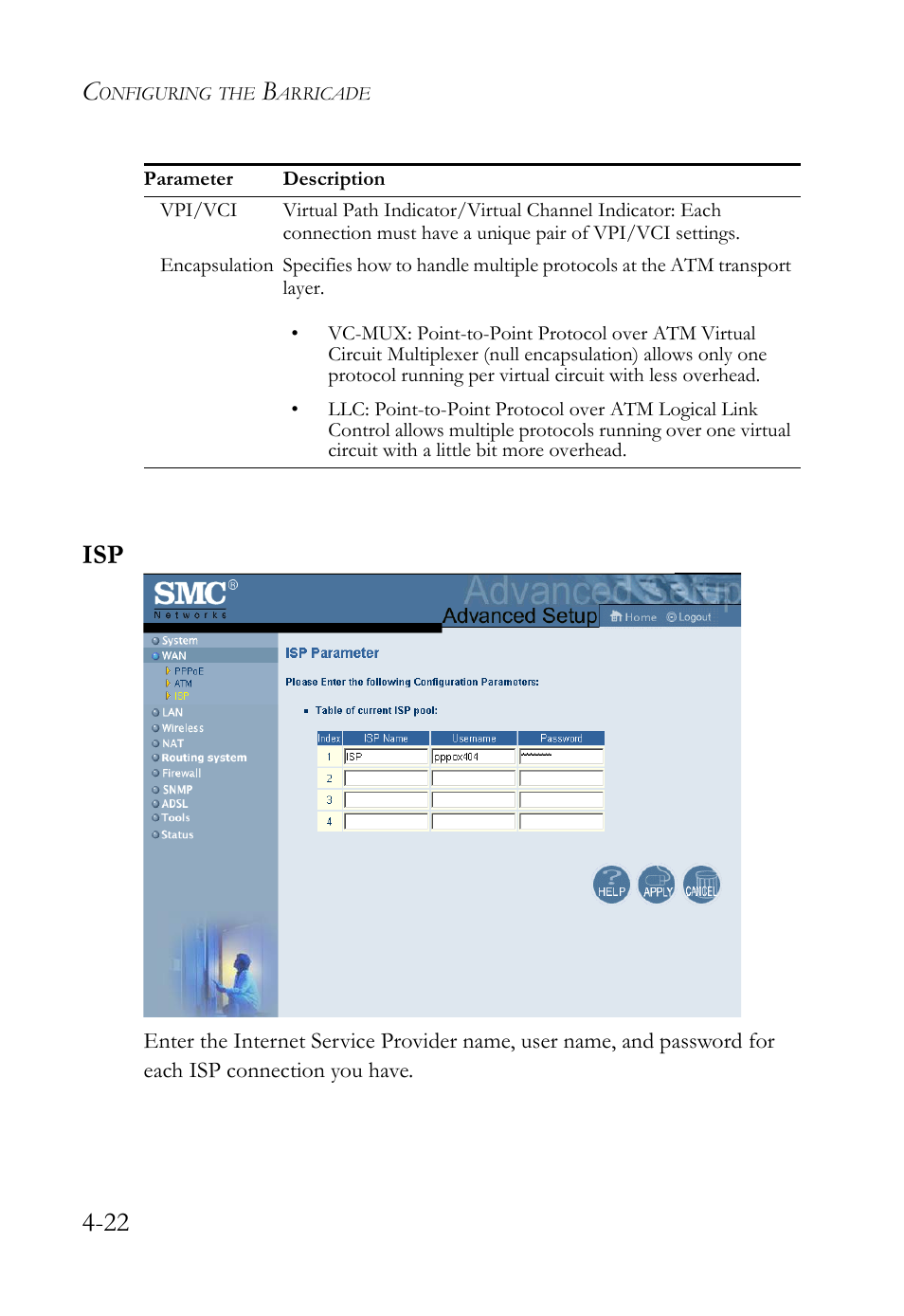 22 isp | SMC Networks SMC7404WBRA User Manual | Page 50 / 136