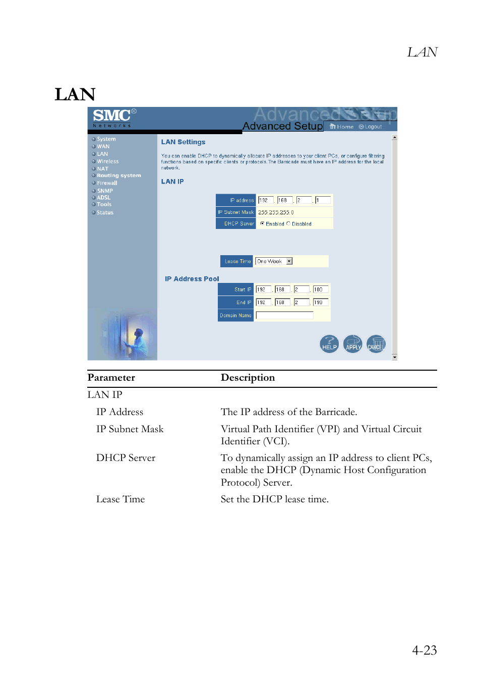 Lan 4-23 | SMC Networks SMC7404WBRA User Manual | Page 51 / 136