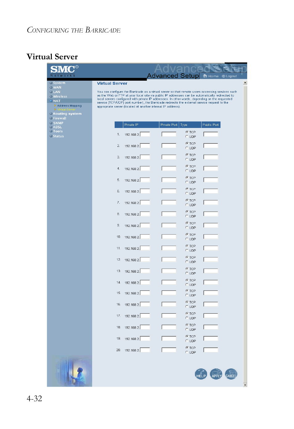 Virtual server | SMC Networks SMC7404WBRA User Manual | Page 60 / 136