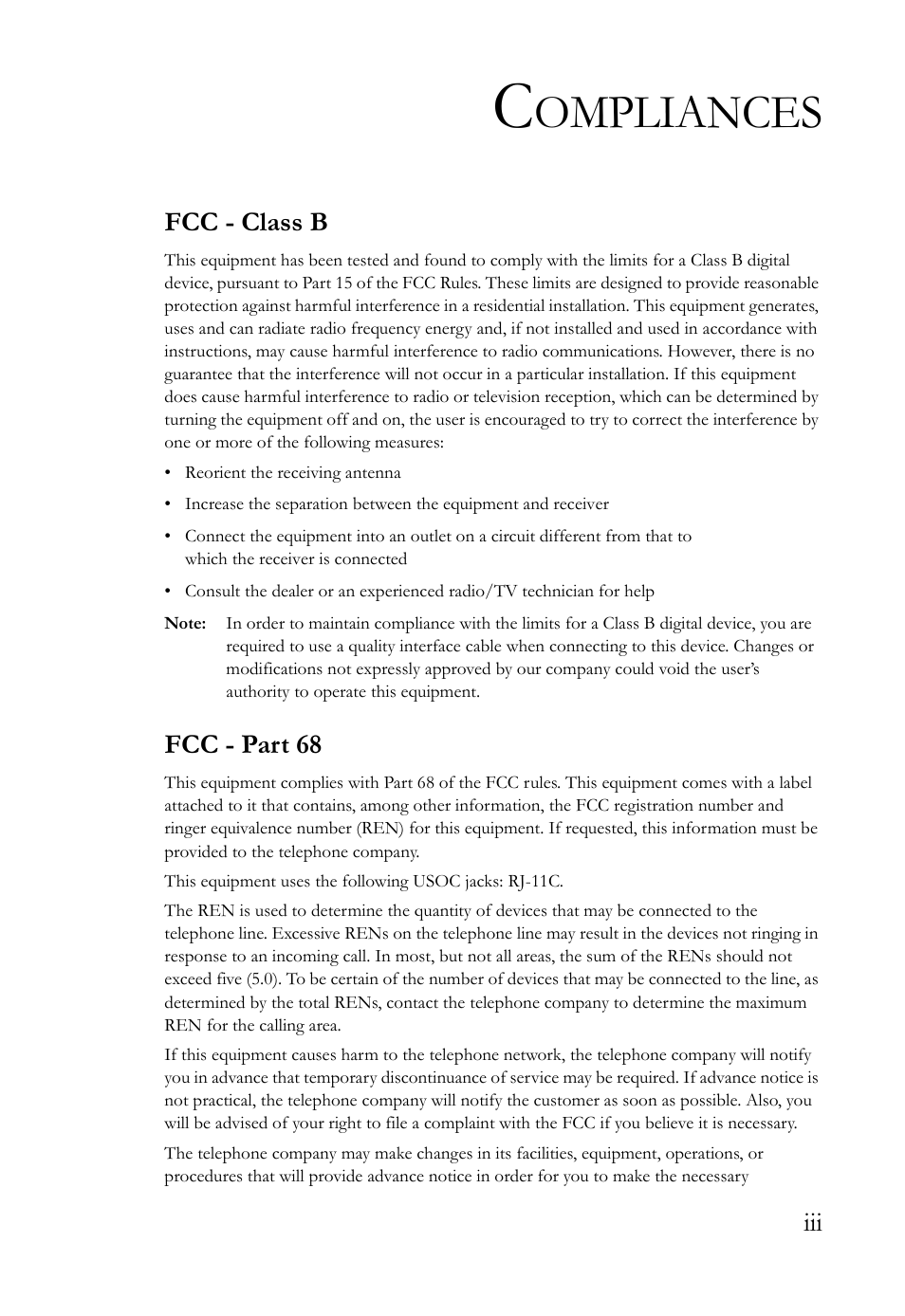 Ompliances | SMC Networks SMC7404WBRA User Manual | Page 7 / 136