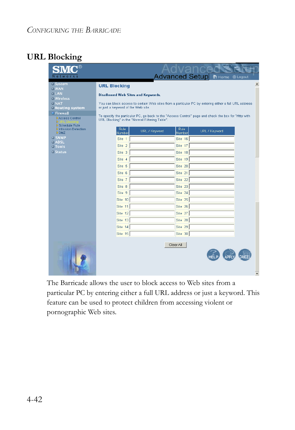 Url blocking | SMC Networks SMC7404WBRA User Manual | Page 70 / 136