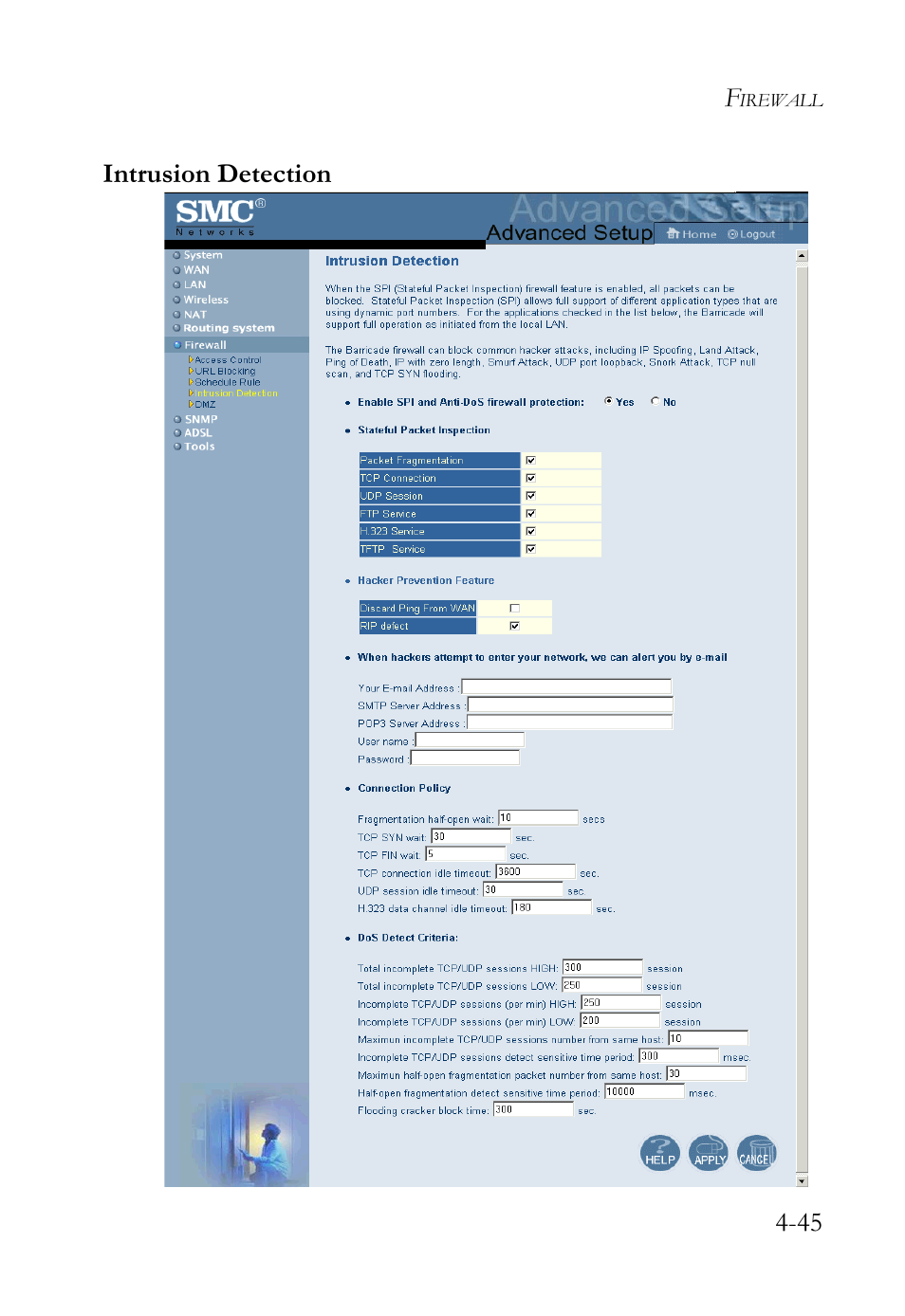 Intrusion detection | SMC Networks SMC7404WBRA User Manual | Page 73 / 136