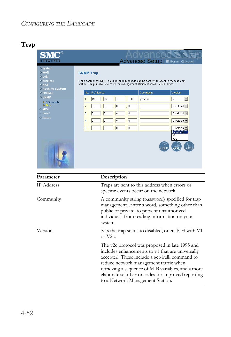 Trap, 52 trap | SMC Networks SMC7404WBRA User Manual | Page 80 / 136