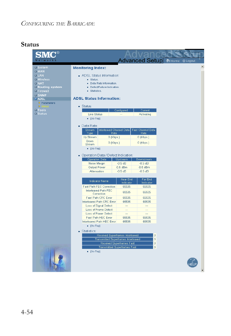 Status | SMC Networks SMC7404WBRA User Manual | Page 82 / 136