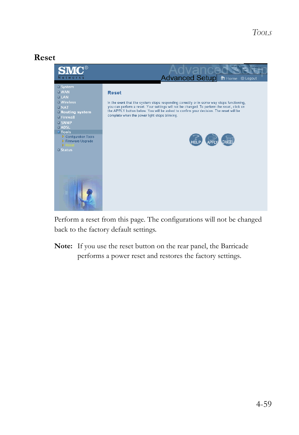 Reset | SMC Networks SMC7404WBRA User Manual | Page 87 / 136