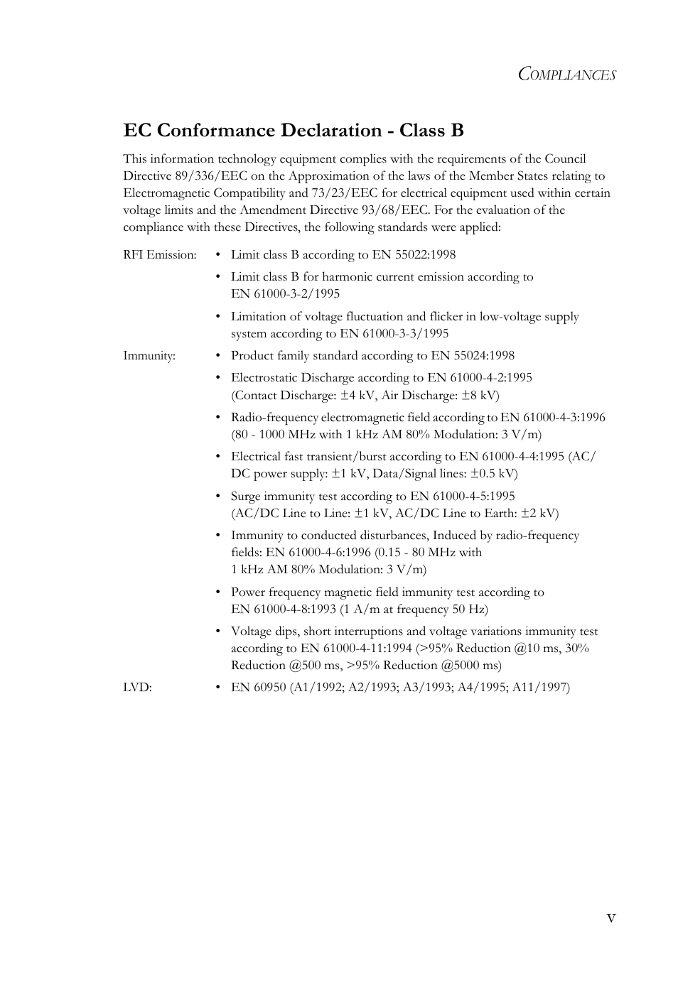 Vec conformance declaration - class b | SMC Networks SMC7404WBRA User Manual | Page 9 / 136