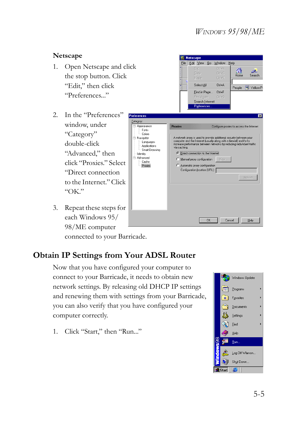 Obtain ip settings from your adsl router | SMC Networks SMC7404WBRA User Manual | Page 95 / 136