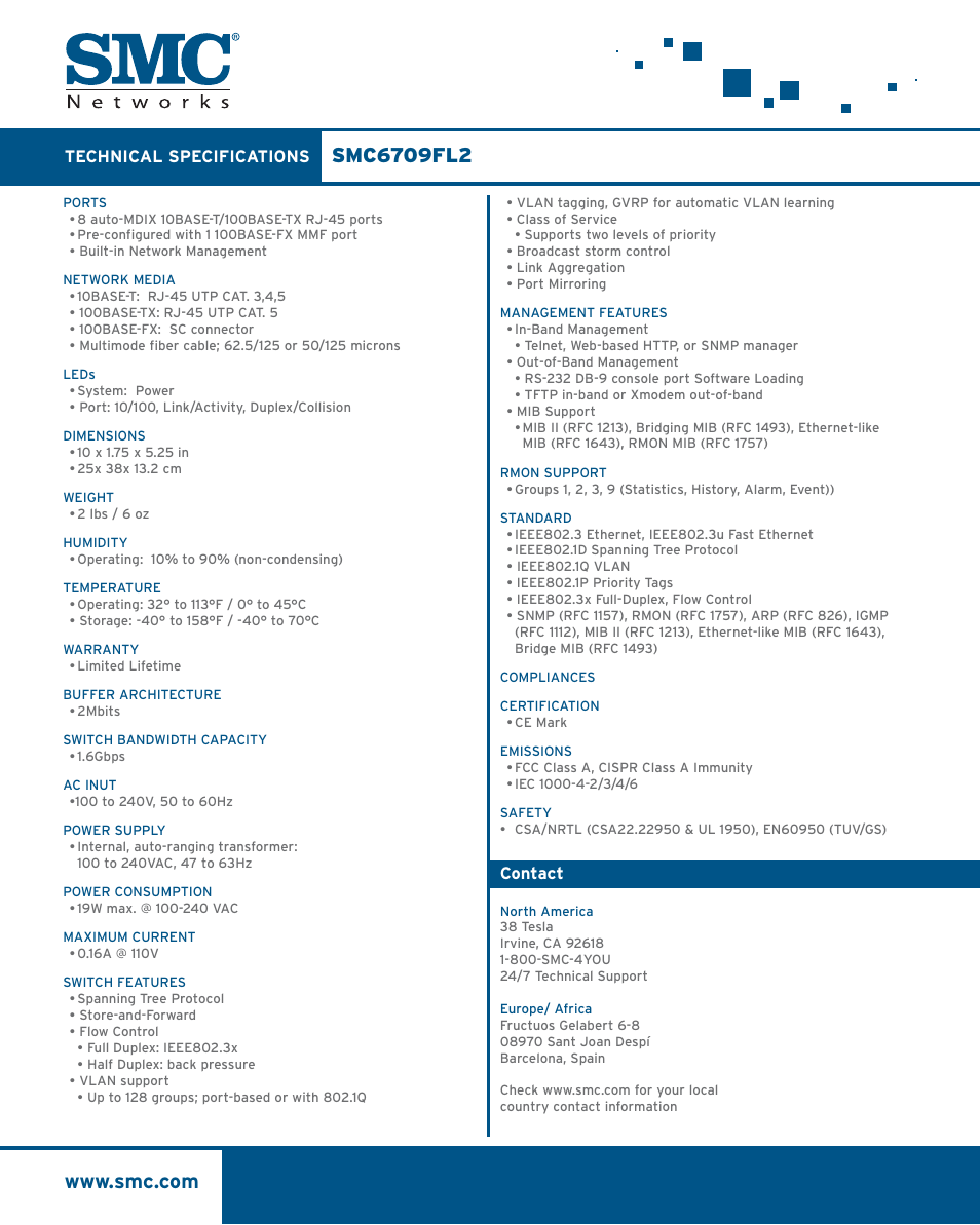 SMC Networks SMC6709FL2 User Manual | Page 2 / 2