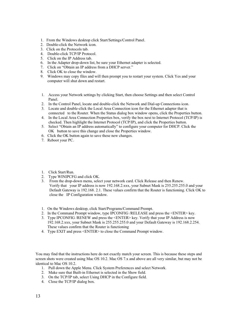 3 | obtaining an ip address, 4 | configuring a macintosh computer | SMC Networks Barricade SMCBR14UP User Manual | Page 13 / 77