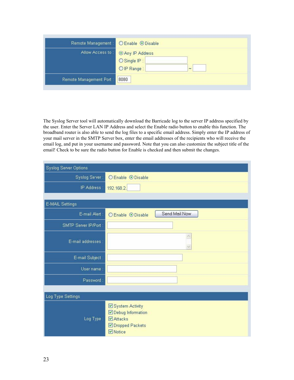 4 syslog server, 4 | syslog server | SMC Networks Barricade SMCBR14UP User Manual | Page 23 / 77