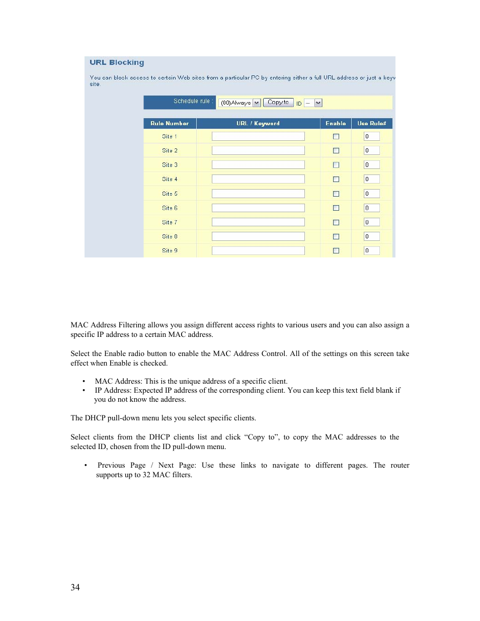 3 | mac filter | SMC Networks Barricade SMCBR14UP User Manual | Page 34 / 77