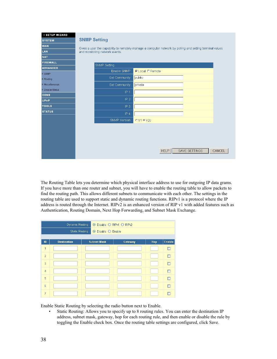 10 | advanced setup - routing | SMC Networks Barricade SMCBR14UP User Manual | Page 38 / 77