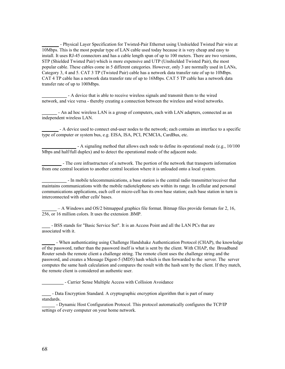 10 | terminology | SMC Networks Barricade SMCBR14UP User Manual | Page 68 / 77