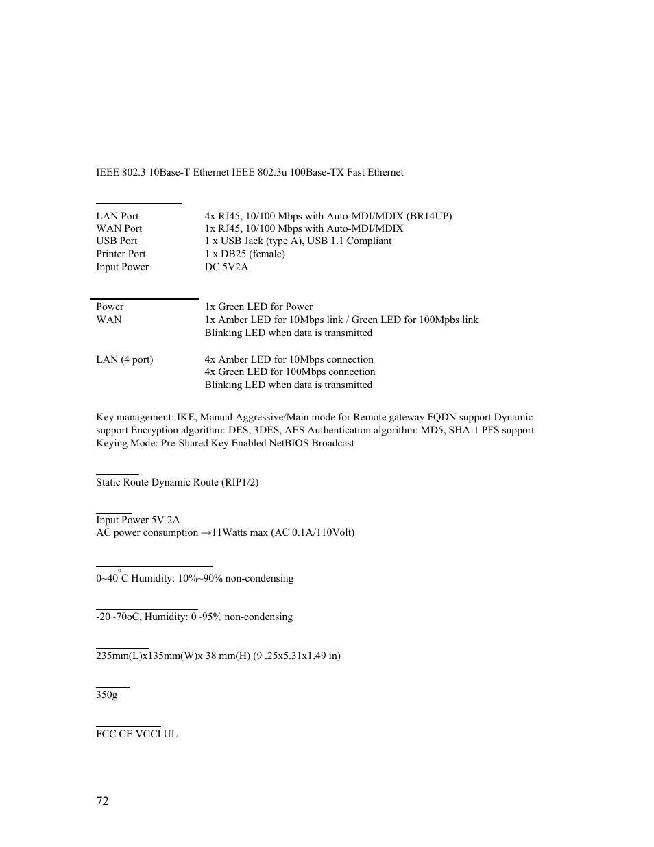11 | technical specifications | SMC Networks Barricade SMCBR14UP User Manual | Page 72 / 77