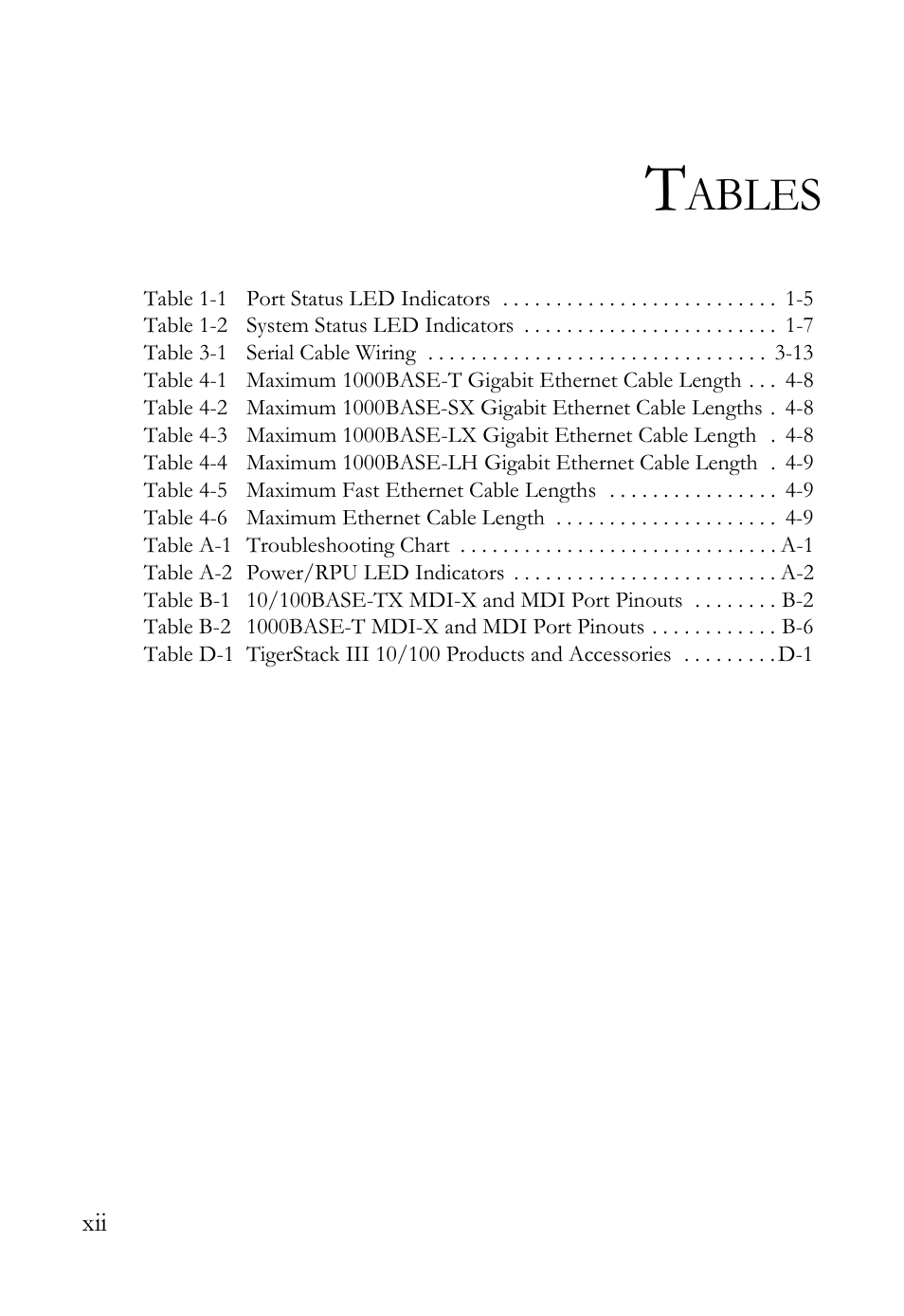 Ables | SMC Networks SMC TigerStack III SMC6826MPE User Manual | Page 18 / 94