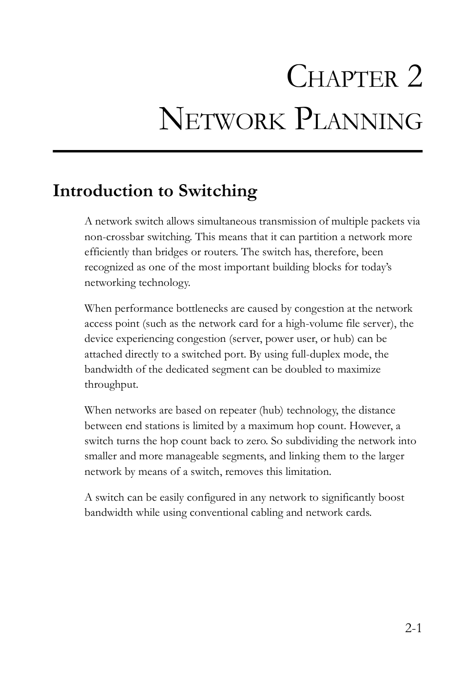 Chapter 2 network planning, Introduction to switching, Application examples -2 | Supplying poe -2, Hapter, Etwork, Lanning | SMC Networks SMC TigerStack III SMC6826MPE User Manual | Page 33 / 94