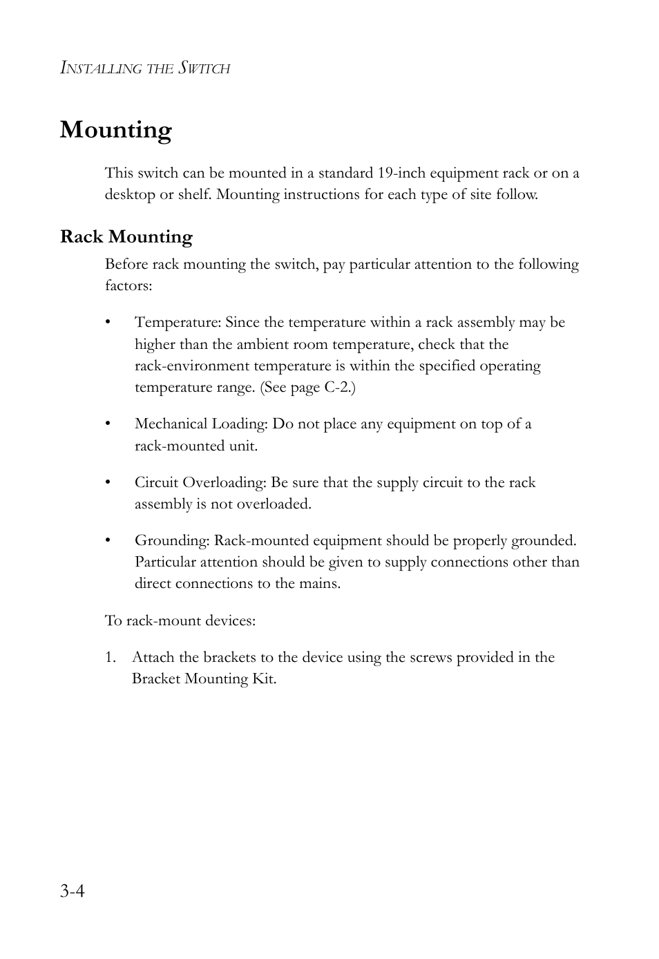 Mounting, Rack mounting | SMC Networks SMC TigerStack III SMC6826MPE User Manual | Page 44 / 94