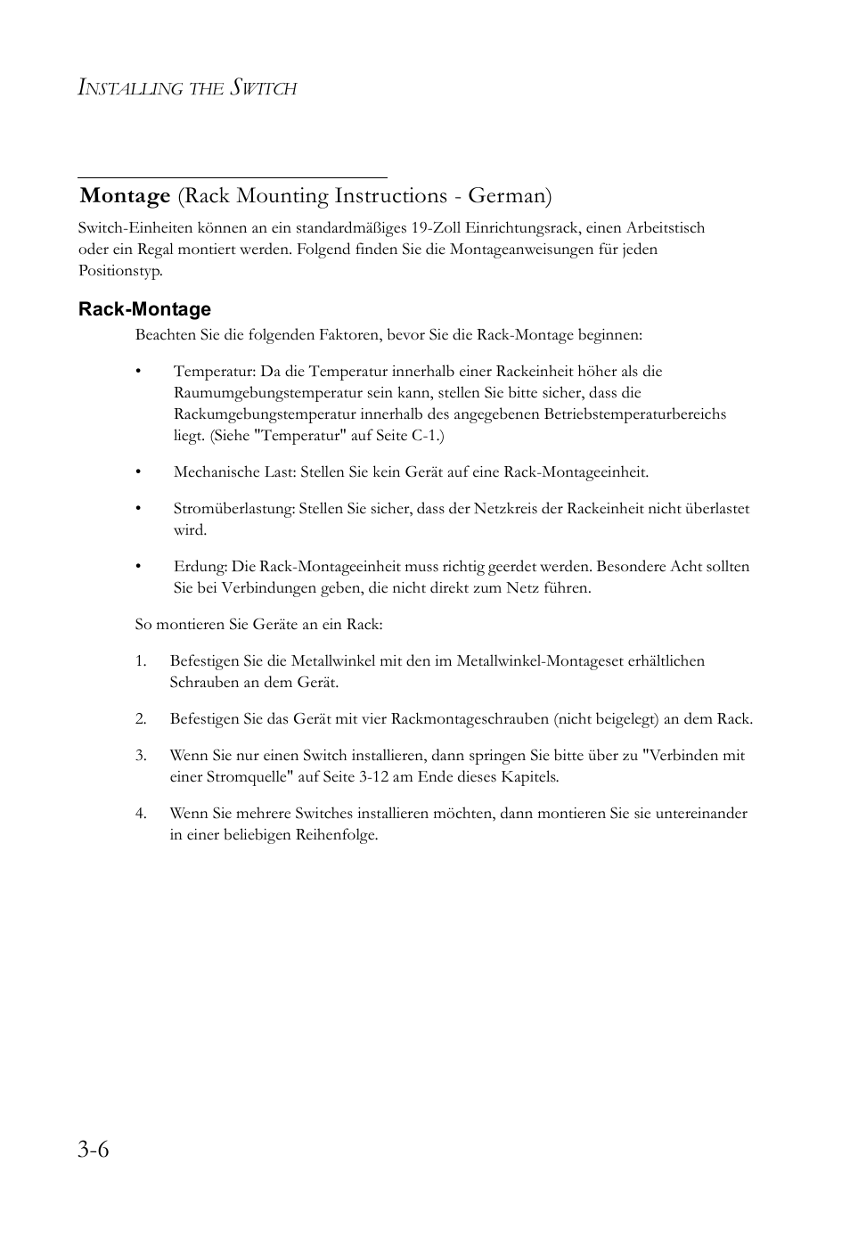 Montage (rack mounting instructions - german) | SMC Networks SMC TigerStack III SMC6826MPE User Manual | Page 46 / 94