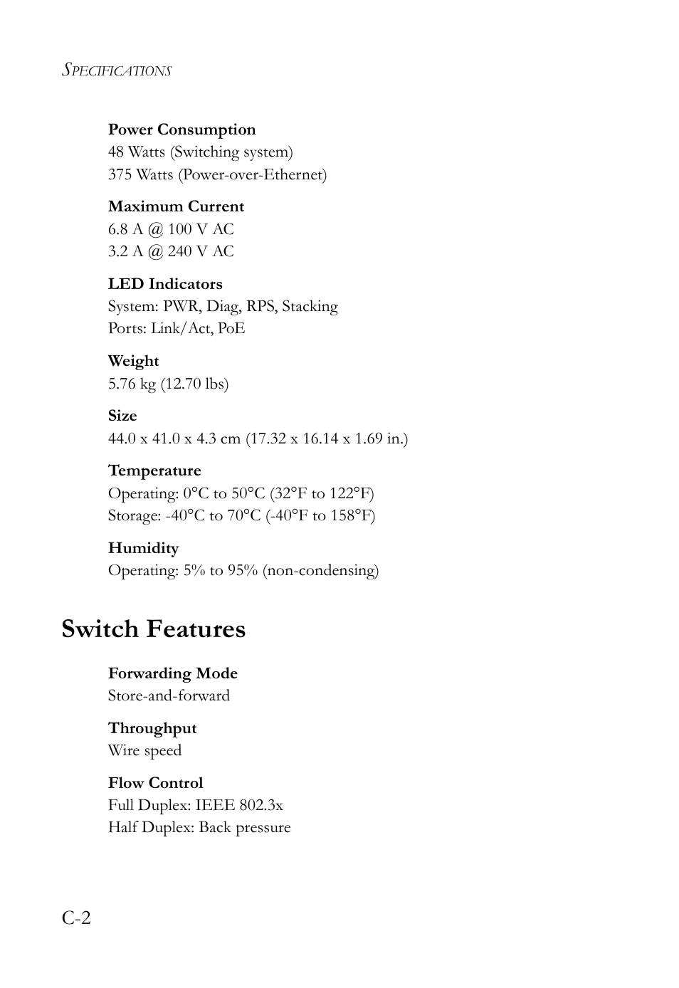 Switch features | SMC Networks SMC TigerStack III SMC6826MPE User Manual | Page 78 / 94