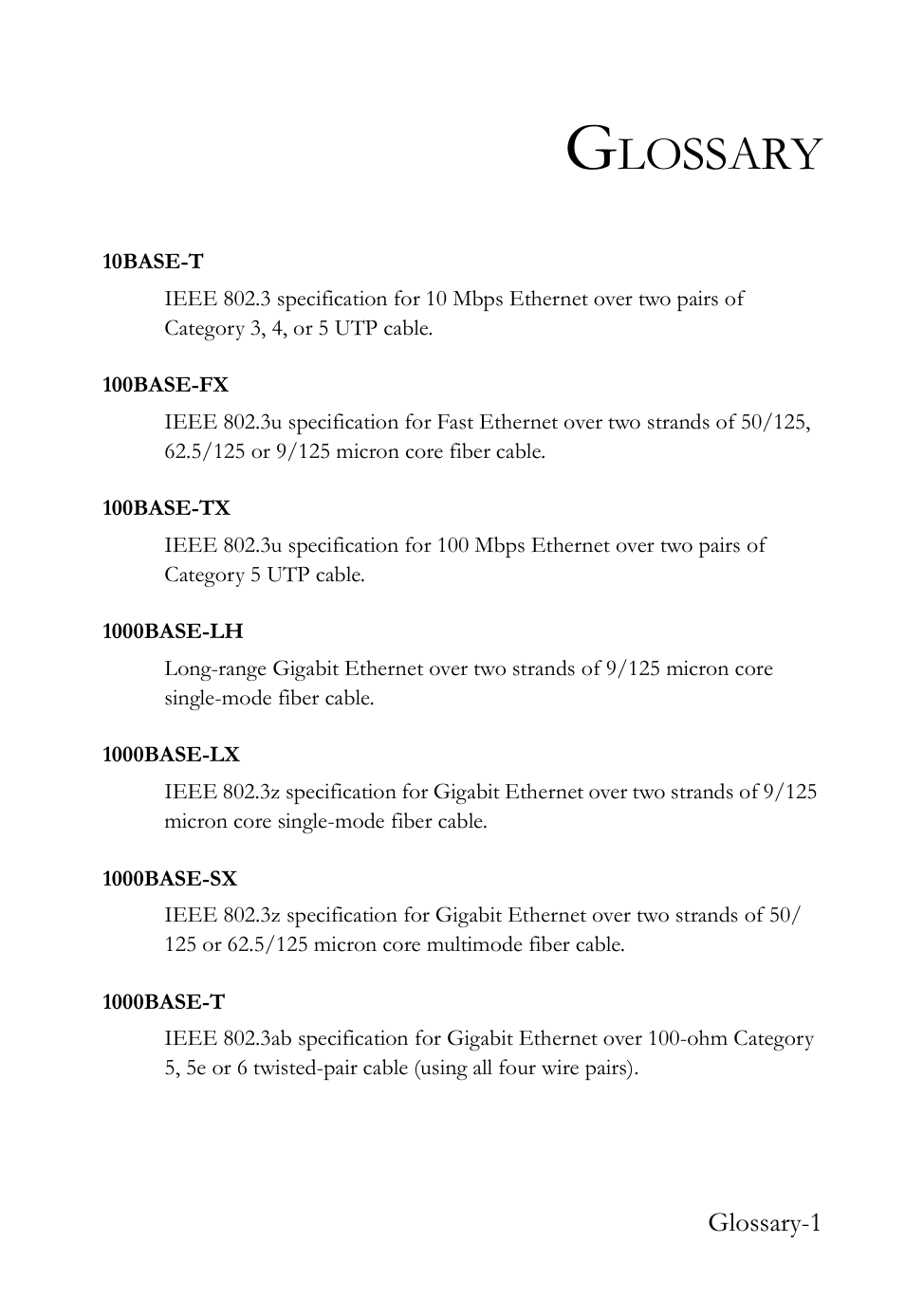 Glossary, Lossary | SMC Networks SMC TigerStack III SMC6826MPE User Manual | Page 83 / 94