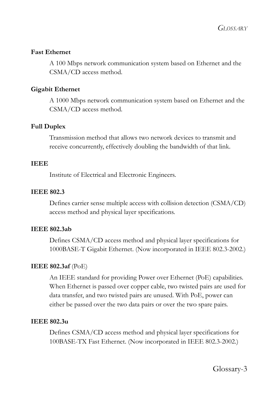 Glossary-3 | SMC Networks SMC TigerStack III SMC6826MPE User Manual | Page 85 / 94