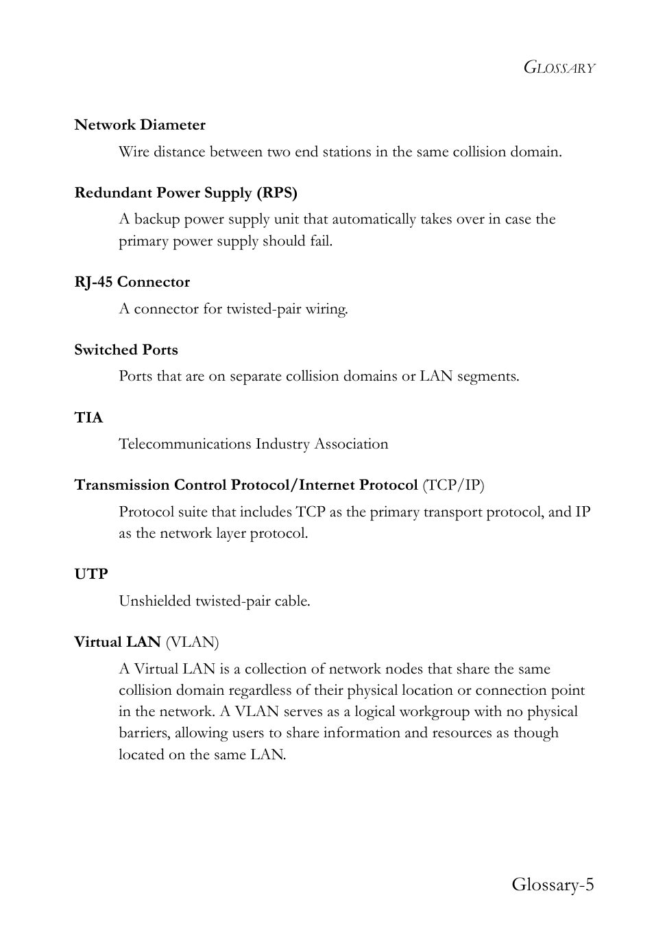 Glossary-5 | SMC Networks SMC TigerStack III SMC6826MPE User Manual | Page 87 / 94