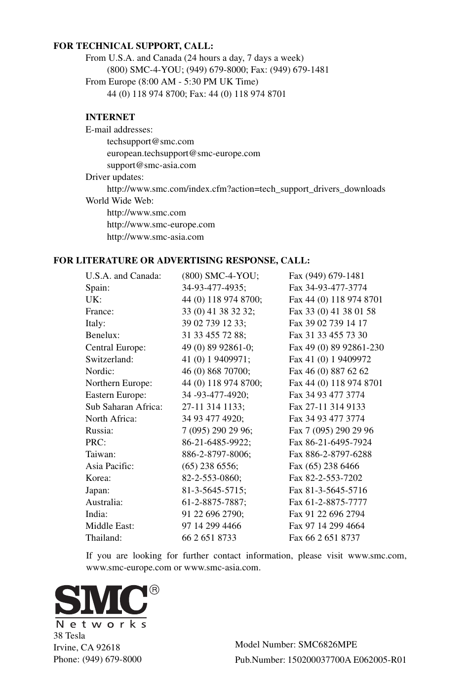 SMC Networks SMC TigerStack III SMC6826MPE User Manual | Page 94 / 94