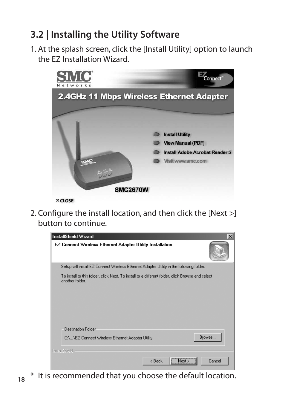 2 | installing the utility software | SMC Networks SMC2670W User Manual | Page 16 / 47