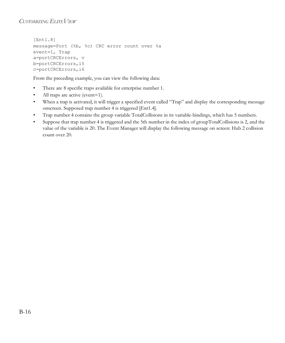 B-16 | SMC Networks EliteView 6.20 User Manual | Page 172 / 232
