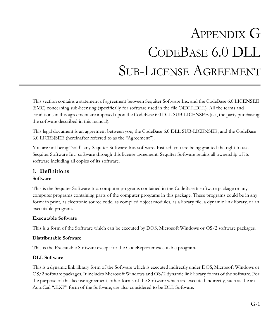 Appendix g codebase 6.0 dll sub-license agreement, Codebase 6.0 dll, Sub-license agreement g-1 | 0 dll s, Ppendix, Icense, Greement | SMC Networks EliteView 6.20 User Manual | Page 189 / 232