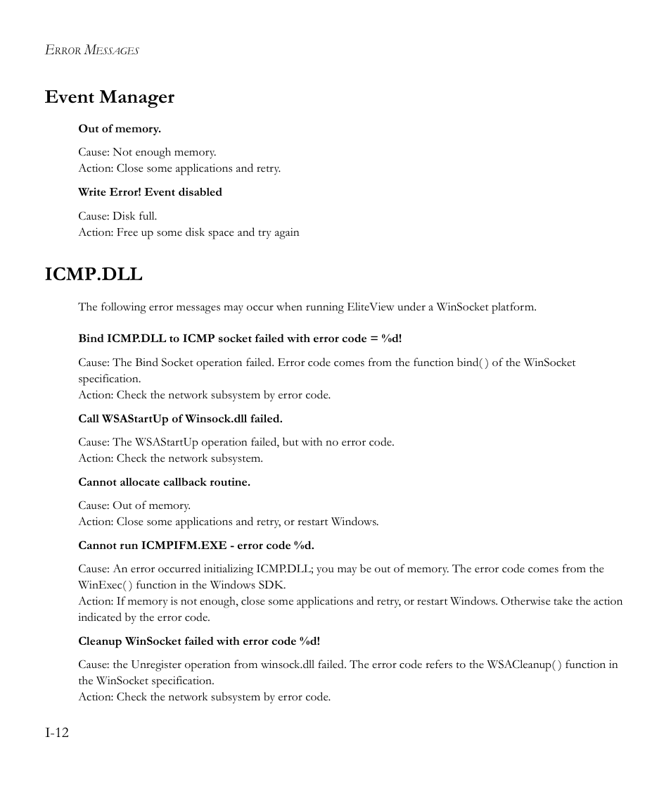 Event manager, Icmp.dll | SMC Networks EliteView 6.20 User Manual | Page 204 / 232