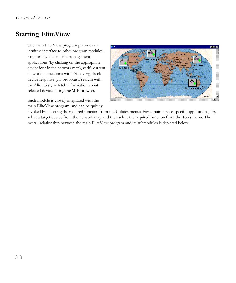 Starting eliteview, Starting eliteview -8 | SMC Networks EliteView 6.20 User Manual | Page 30 / 232