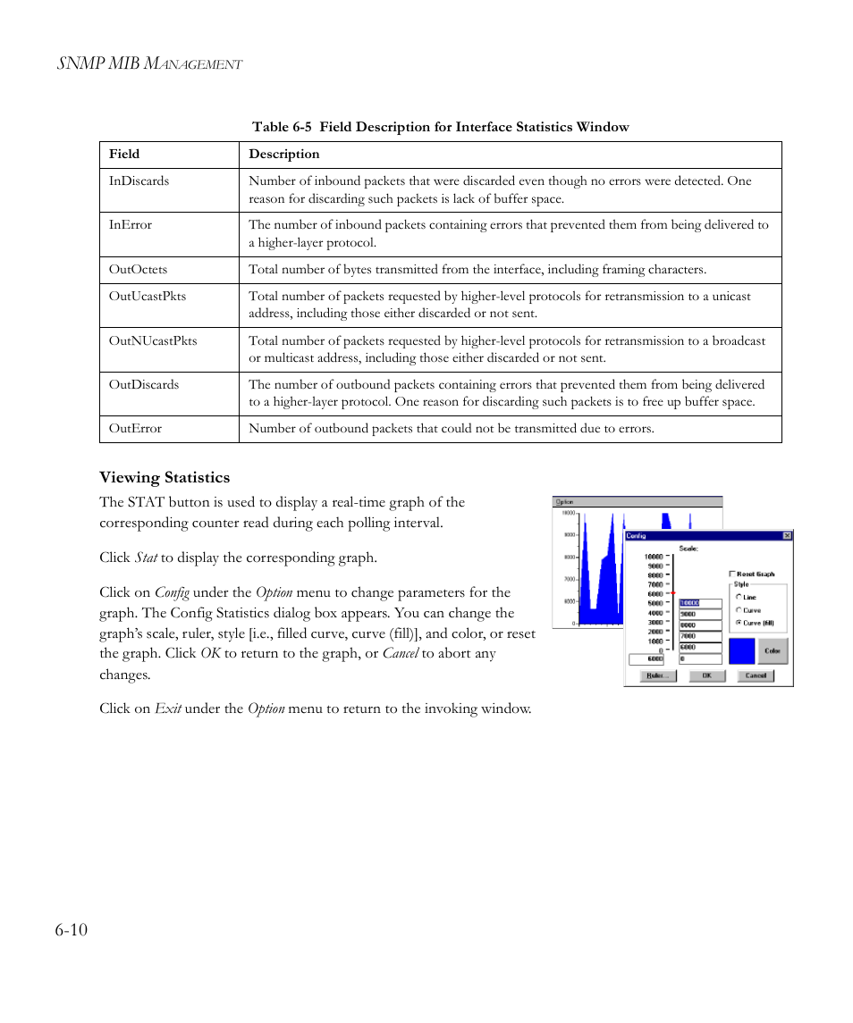 Viewing statistics, Snmp mib m | SMC Networks EliteView 6.20 User Manual | Page 76 / 232