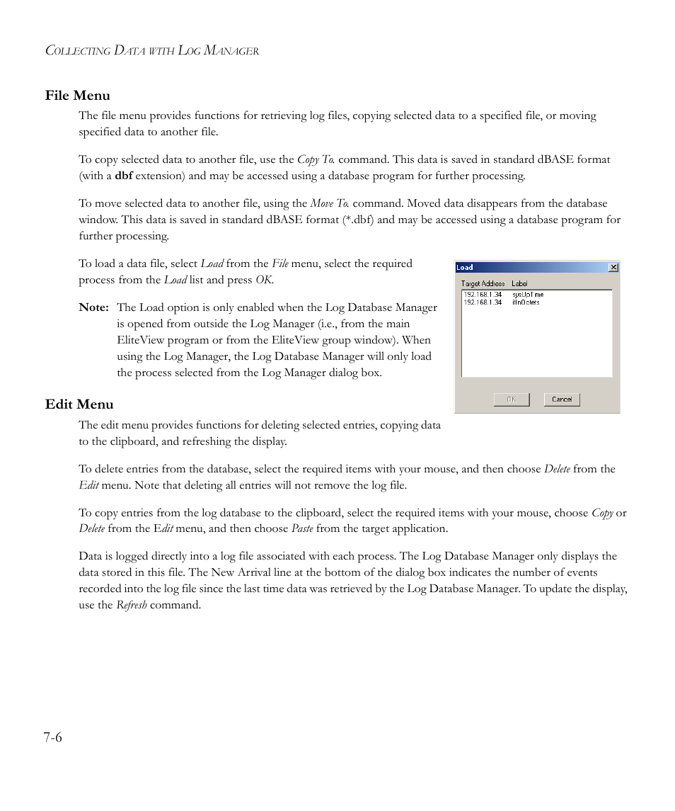 File menu, Edit menu, File menu -6 edit menu -6 | SMC Networks EliteView 6.20 User Manual | Page 90 / 232