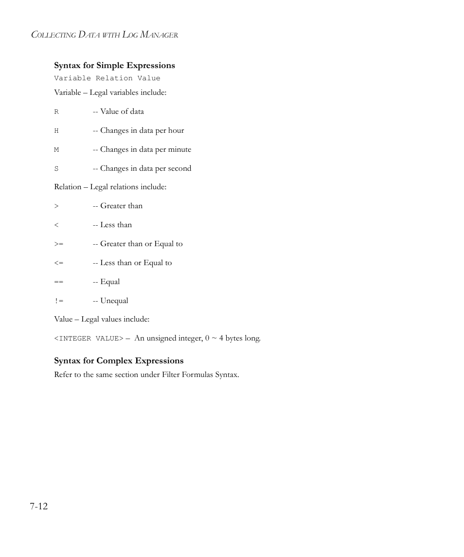 Syntax for simple expressions, Syntax for complex expressions | SMC Networks EliteView 6.20 User Manual | Page 96 / 232