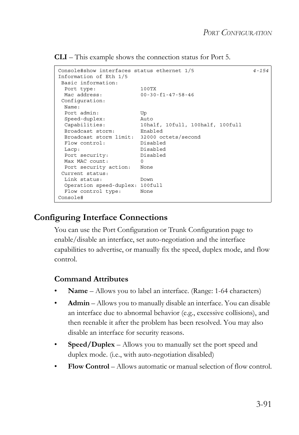 Configuring interface connections, Configuring interface connections -91 | SMC Networks TigerSwitch User Manual | Page 141 / 518