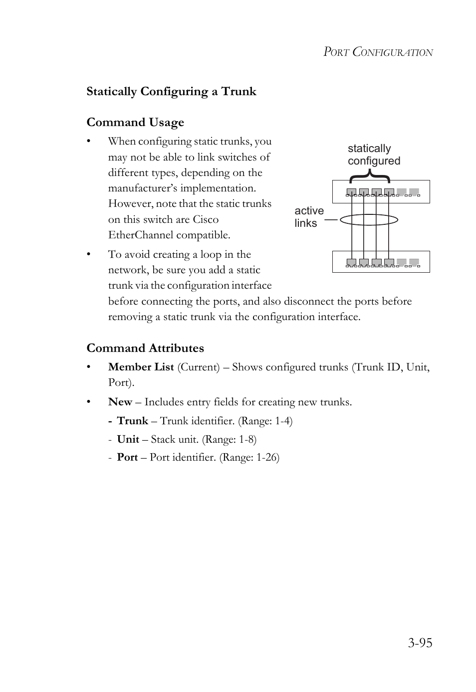 Statically configuring a trunk, Statically configuring a trunk -95 | SMC Networks TigerSwitch User Manual | Page 145 / 518